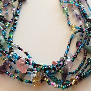 18" Czech Glass Bead BLUE PASTELS Nec…